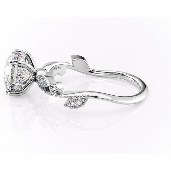 Inel de logodnă Aurelia din aur Alb 14kt cu moissanite tăietură rotundă – Pietre laterale rafinată pentru profil înalt | Personalizează și configurează gratuit online [6]