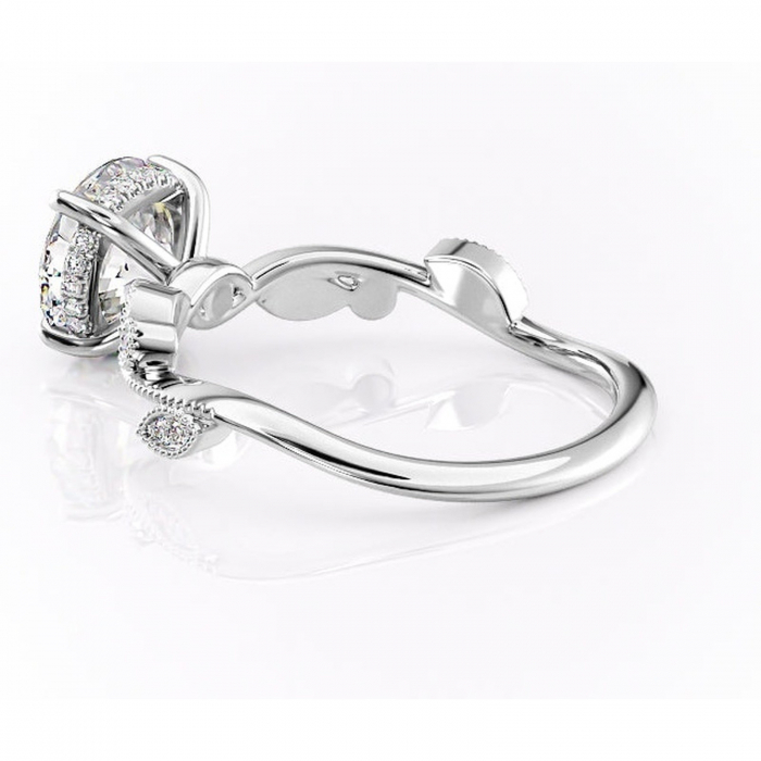 Inel de logodnă Aurelia din aur Alb 14kt cu moissanite tăietură rotundă – Pietre laterale rafinată pentru profil înalt | Personalizează și configurează gratuit online [5]