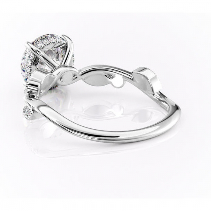 Inel de logodnă Aurelia din aur Alb 14kt cu moissanite tăietură rotundă – Pietre laterale rafinată pentru profil înalt | Personalizează și configurează gratuit online [4]