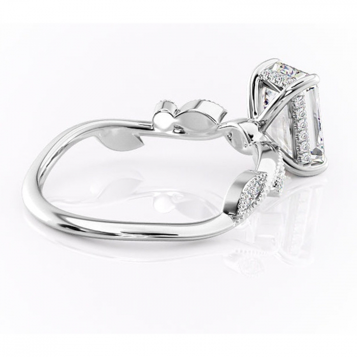 Inel de logodnă Aurelia din aur Alb 14kt cu moissanite tăietură smarald – Pietre laterale rafinată pentru profil înalt | Personalizează și configurează gratuit online [3]