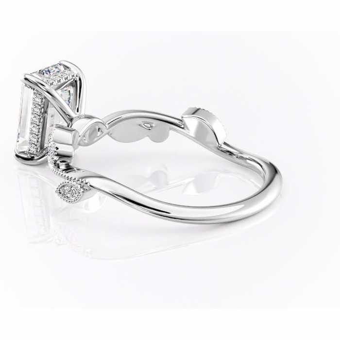 Inel de logodnă Aurelia din aur Alb 14kt cu moissanite tăietură smarald – Pietre laterale rafinată pentru profil înalt | Personalizează și configurează gratuit online [5]