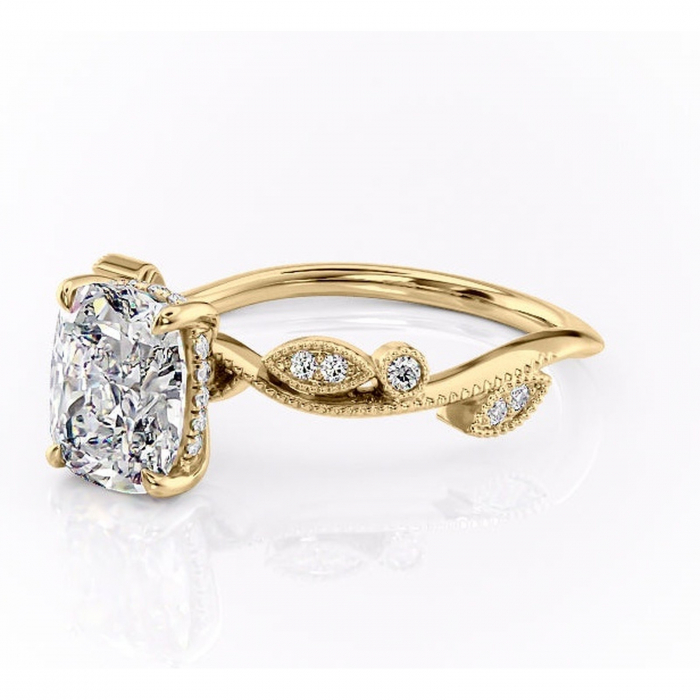 Inel de logodnă Aurelia din aur Galben 14kt cu moissanite tăietură asscher – Pietre laterale rafinată pentru profil înalt | Personalizează și configurează gratuit online [7]