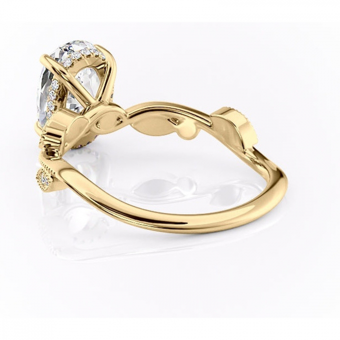 Inel de logodnă Aurelia din aur Galben 14kt cu moissanite tăietură ovală – Pietre laterale rafinată pentru profil înalt | Personalizează și configurează gratuit online [4]