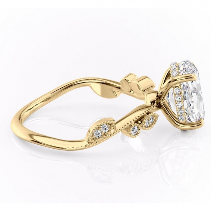Inel de logodnă Aurelia din aur Galben 14kt cu moissanite tăietură ovală – Pietre laterale rafinată pentru profil înalt | Personalizează și configurează gratuit online [2]