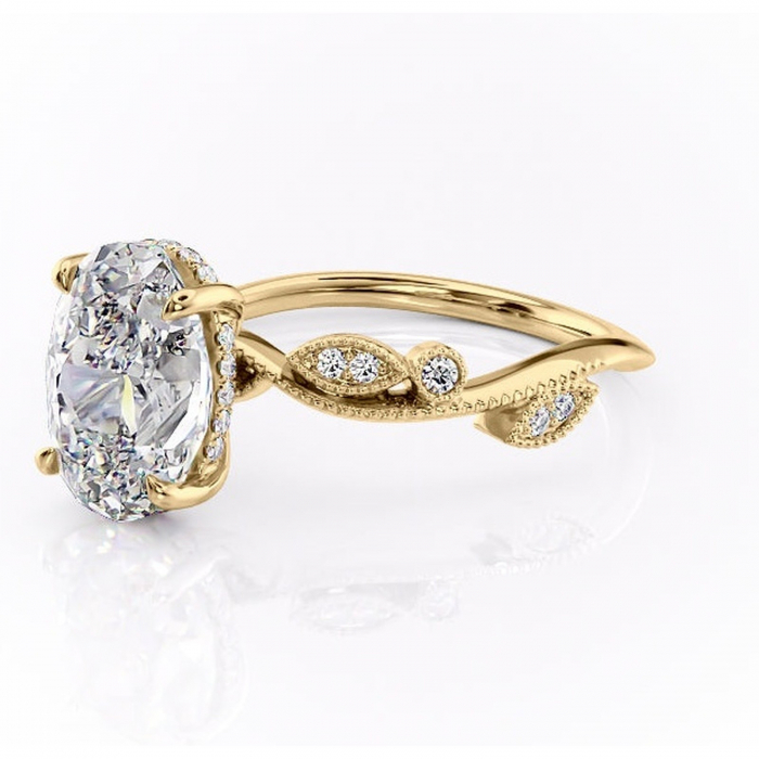 Inel de logodnă Aurelia din aur Galben 14kt cu moissanite tăietură ovală – Pietre laterale rafinată pentru profil înalt | Personalizează și configurează gratuit online [7]
