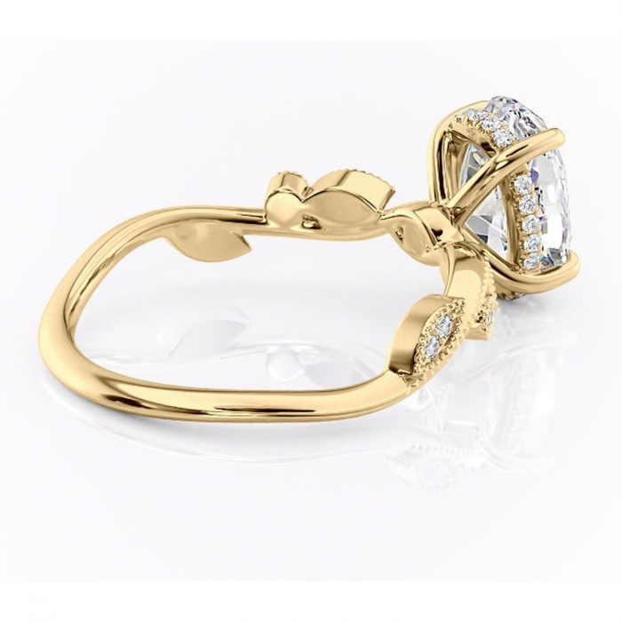 Inel de logodnă Aurelia din aur Galben 14kt cu moissanite tăietură ovală – Pietre laterale rafinată pentru profil înalt | Personalizează și configurează gratuit online [3]