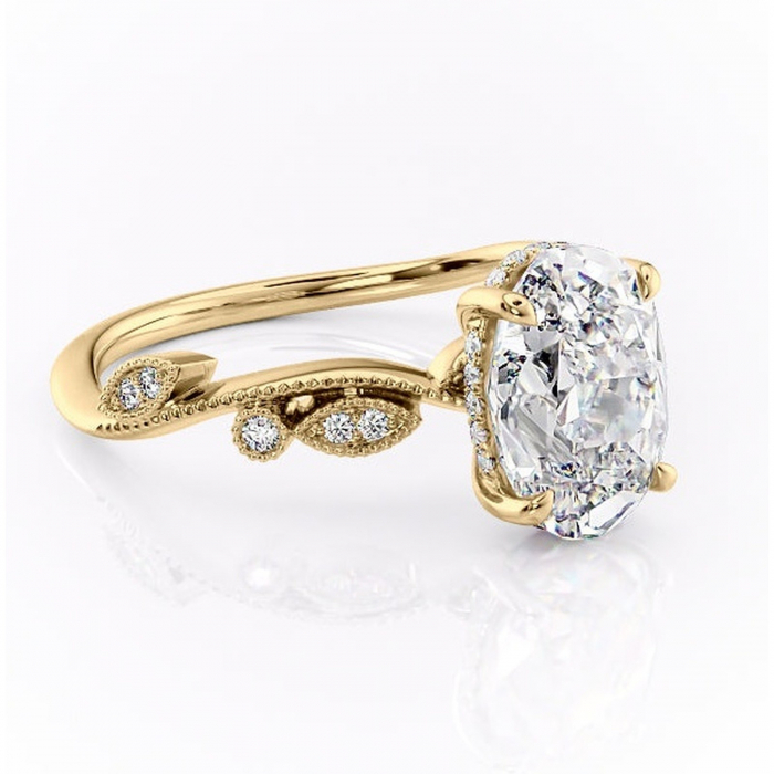 Inel de logodnă Aurelia din aur Galben 14kt cu moissanite tăietură ovală – Pietre laterale rafinată pentru profil înalt | Personalizează și configurează gratuit online [1]
