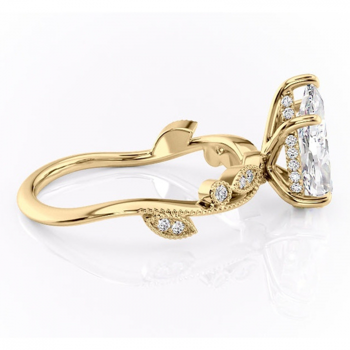 Inel de logodnă Aurelia din aur Galben 18kt cu moissanite tăietură pară – Pietre laterale rafinată pentru profil înalt | Personalizează și configurează gratuit online [2]