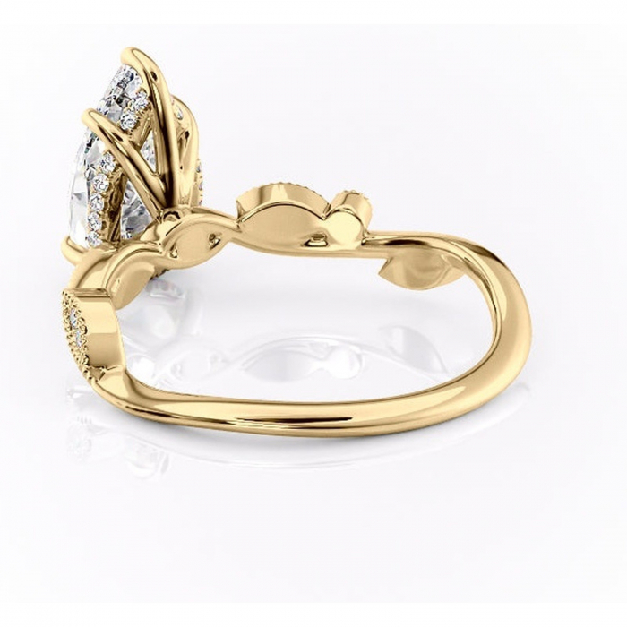 Inel de logodnă Aurelia din aur Galben 18kt cu moissanite tăietură pară – Pietre laterale rafinată pentru profil înalt | Personalizează și configurează gratuit online [4]