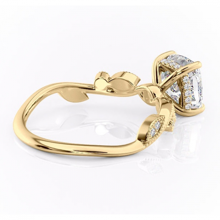 Inel de logodnă Aurelia din aur Galben 14kt cu moissanite tăietură pernă – Pietre laterale rafinată pentru profil înalt | Personalizează și configurează gratuit online [3]