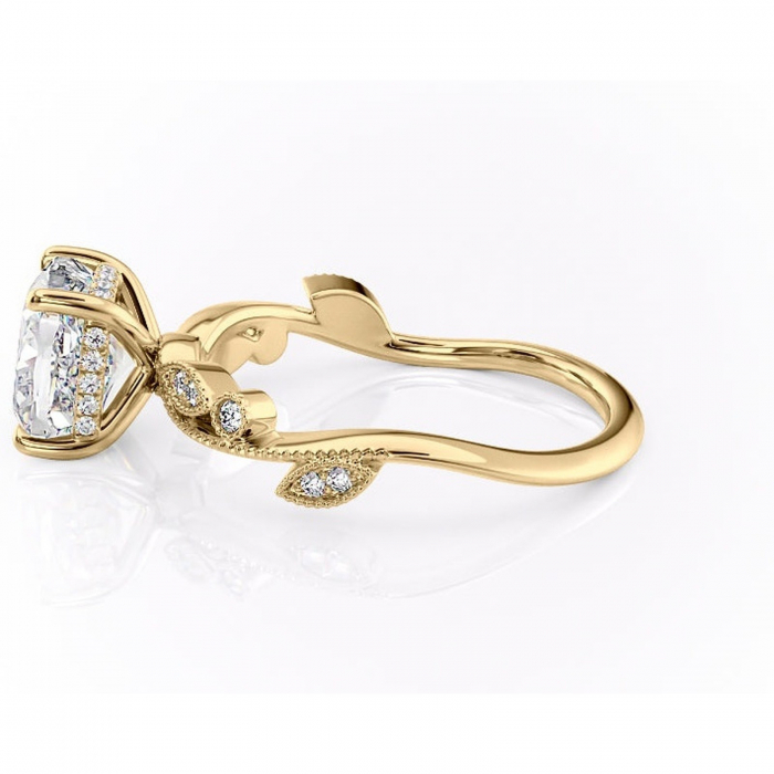 Inel de logodnă Aurelia din aur Galben 14kt cu moissanite tăietură pernă – Pietre laterale rafinată pentru profil înalt | Personalizează și configurează gratuit online [6]