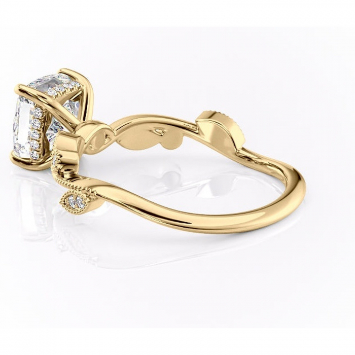 Inel de logodnă Aurelia din aur Galben 14kt cu moissanite tăietură pernă – Pietre laterale rafinată pentru profil înalt | Personalizează și configurează gratuit online [5]