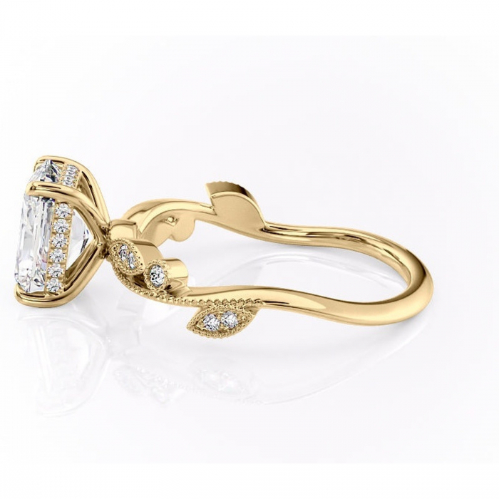 Inel de logodnă Aurelia din aur Galben 14kt cu moissanite tăietură radiantă – Pietre laterale rafinată pentru profil înalt | Personalizează și configurează gratuit online [6]