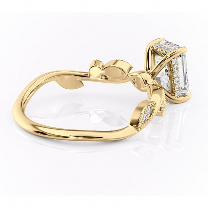 Inel de logodnă Aurelia din aur Galben 14kt cu moissanite tăietură radiantă – Pietre laterale rafinată pentru profil înalt | Personalizează și configurează gratuit online [3]