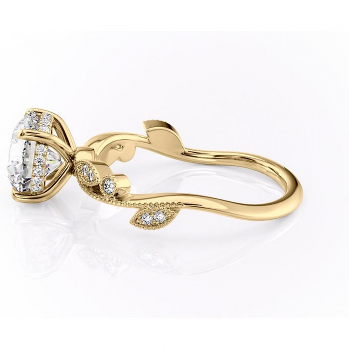 Inel de logodnă Aurelia din aur Galben 14kt cu moissanite tăietură rotundă – Pietre laterale rafinată pentru profil înalt | Personalizează și configurează gratuit online [6]