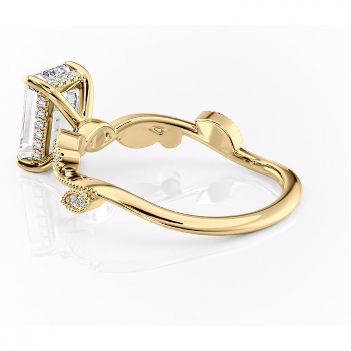 Inel de logodnă Aurelia din aur Galben 14kt cu moissanite tăietură smarald – Pietre laterale rafinată pentru profil înalt | Personalizează și configurează gratuit online [5]