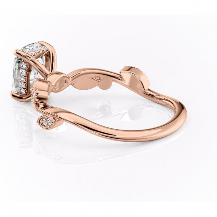 Inel de logodnă Aurelia din aur Rose 14kt cu moissanite tăietură asscher – Pietre laterale rafinată pentru profil înalt | Personalizează și configurează gratuit online [5]
