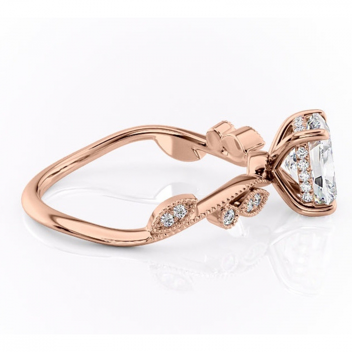 Inel de logodnă Aurelia din aur Rose 14kt cu moissanite tăietură asscher – Pietre laterale rafinată pentru profil înalt | Personalizează și configurează gratuit online [2]
