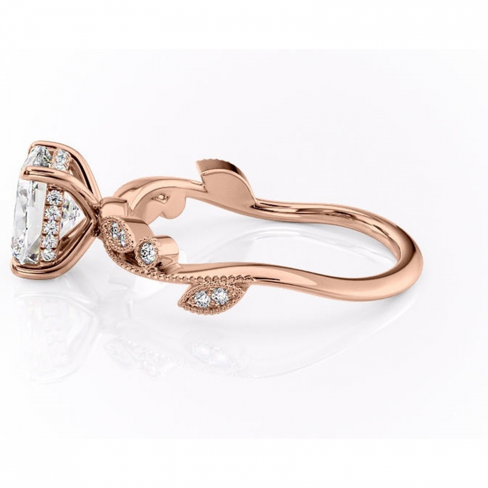 Inel de logodnă Aurelia din aur Rose 14kt cu moissanite tăietură asscher – Pietre laterale rafinată pentru profil înalt | Personalizează și configurează gratuit online [6]