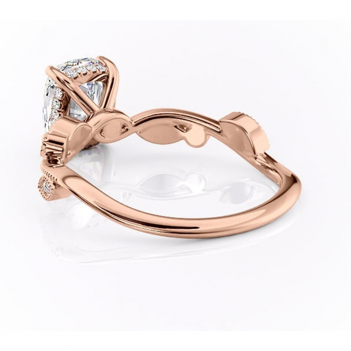 Inel de logodnă Aurelia din aur Rose 14kt cu moissanite tăietură asscher – Pietre laterale rafinată pentru profil înalt | Personalizează și configurează gratuit online [4]