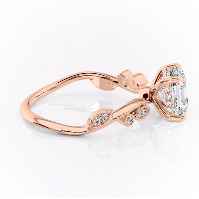 Inel de logodnă Aurelia din aur Rose 18kt cu moissanite tăietură asscher – Pietre laterale rafinată pentru profil înalt | Personalizează și configurează gratuit online [2]