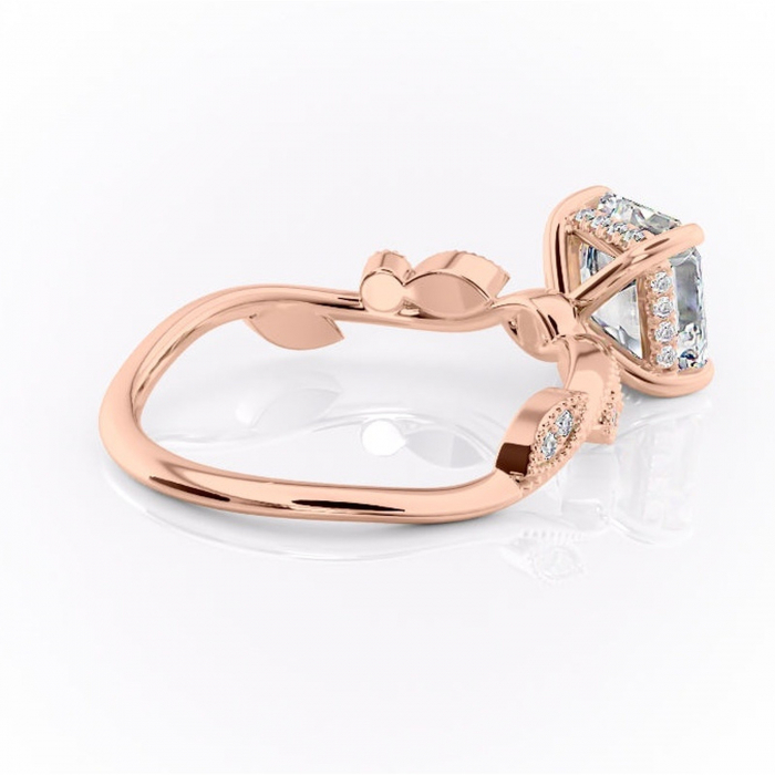 Inel de logodnă Aurelia din aur Rose 18kt cu moissanite tăietură asscher – Pietre laterale rafinată pentru profil înalt | Personalizează și configurează gratuit online [3]