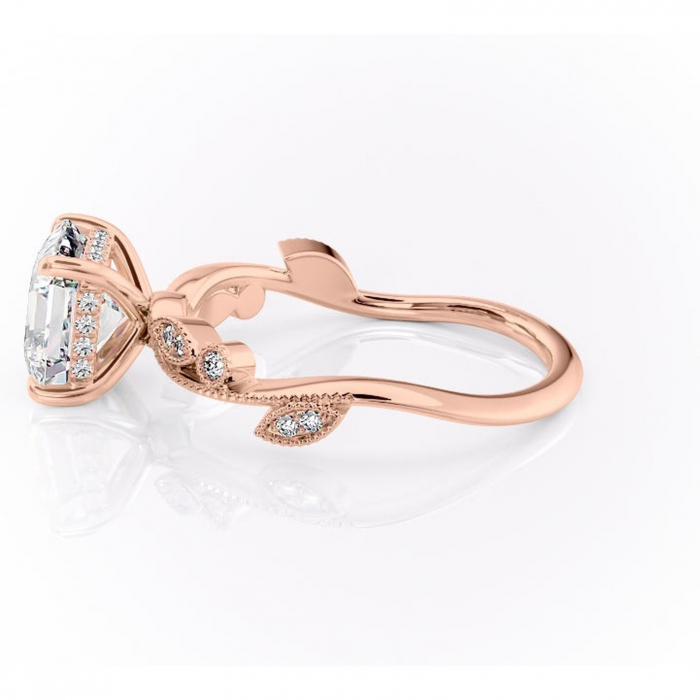 Inel de logodnă Aurelia din aur Rose 18kt cu moissanite tăietură asscher – Pietre laterale rafinată pentru profil înalt | Personalizează și configurează gratuit online [6]
