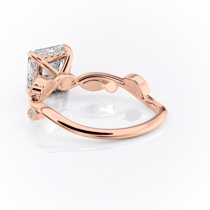 Inel de logodnă Aurelia din aur Rose 18kt cu moissanite tăietură asscher – Pietre laterale rafinată pentru profil înalt | Personalizează și configurează gratuit online [4]