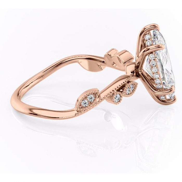 Inel de logodnă Aurelia din aur Rose 14kt cu moissanite tăietură marquise – Pietre laterale rafinată pentru profil înalt | Personalizează și configurează gratuit online [2]