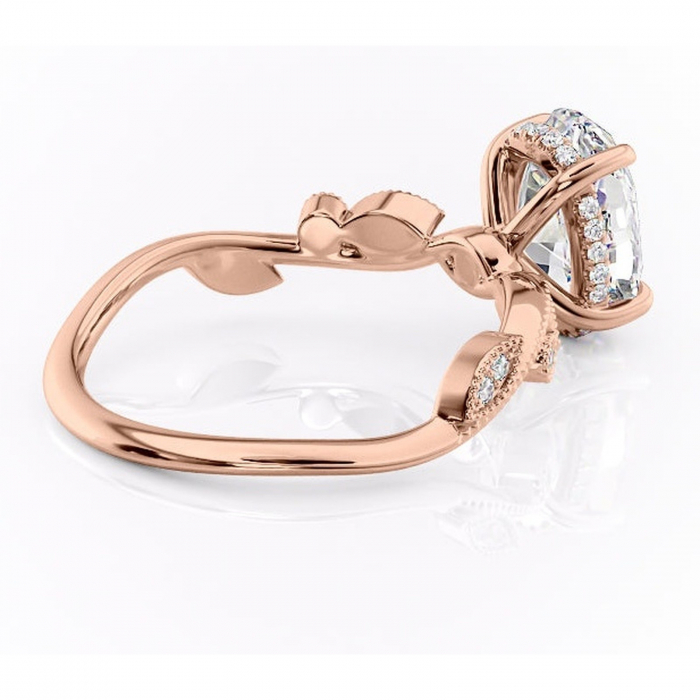 Inel de logodnă Aurelia din aur Rose 14kt cu moissanite tăietură ovală – Pietre laterale rafinată pentru profil înalt | Personalizează și configurează gratuit online [3]