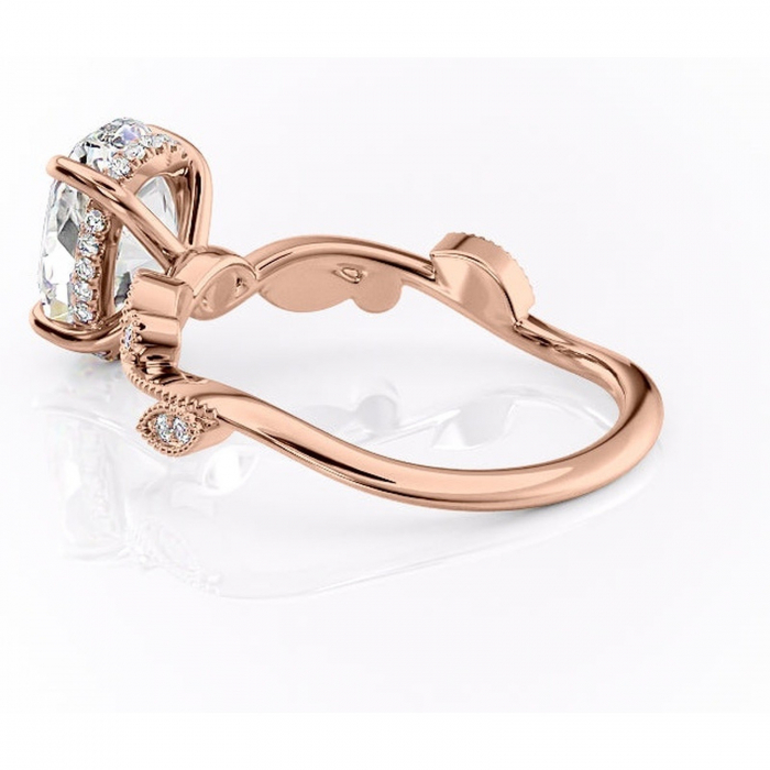 Inel de logodnă Aurelia din aur Rose 14kt cu moissanite tăietură ovală – Pietre laterale rafinată pentru profil înalt | Personalizează și configurează gratuit online [5]