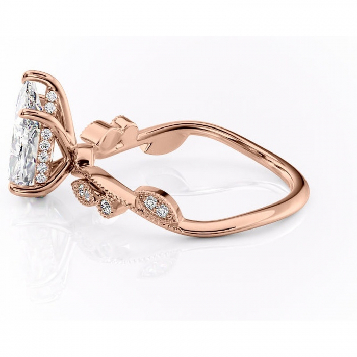 Inel de logodnă Aurelia din aur Rose 18kt cu moissanite tăietură pară – Pietre laterale rafinată pentru profil înalt | Personalizează și configurează gratuit online [6]