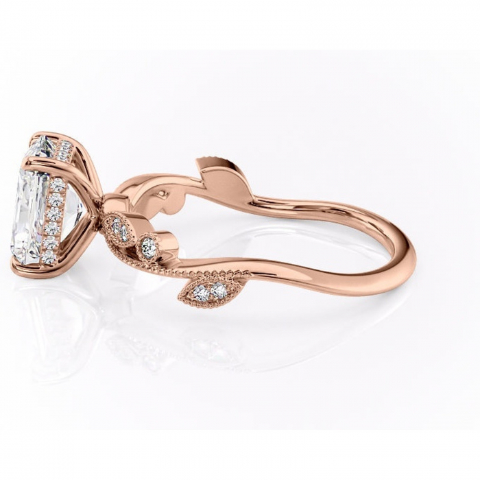 Inel de logodnă Aurelia din aur Rose 14kt cu moissanite tăietură radiantă – Pietre laterale rafinată pentru profil înalt | Personalizează și configurează gratuit online [6]