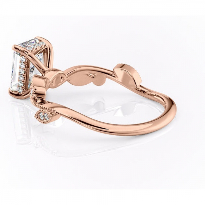 Inel de logodnă Aurelia din aur Rose 14kt cu moissanite tăietură radiantă – Pietre laterale rafinată pentru profil înalt | Personalizează și configurează gratuit online [5]