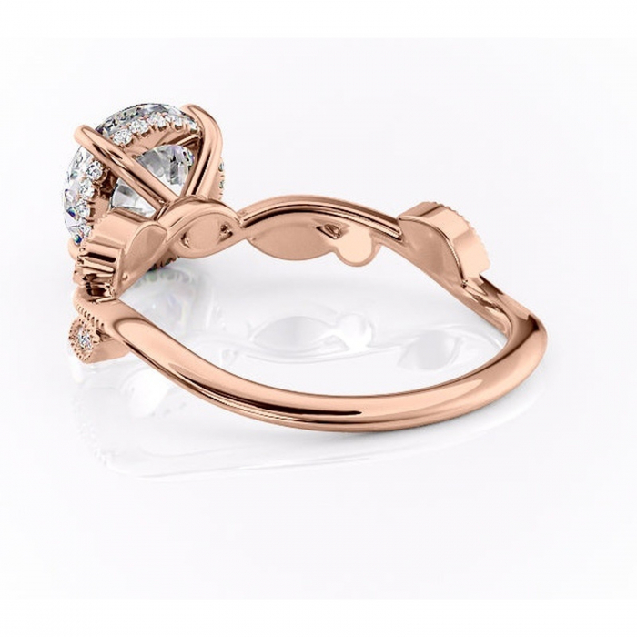 Inel de logodnă Aurelia din aur Rose 14kt cu moissanite tăietură rotundă – Pietre laterale rafinată pentru profil înalt | Personalizează și configurează gratuit online [4]