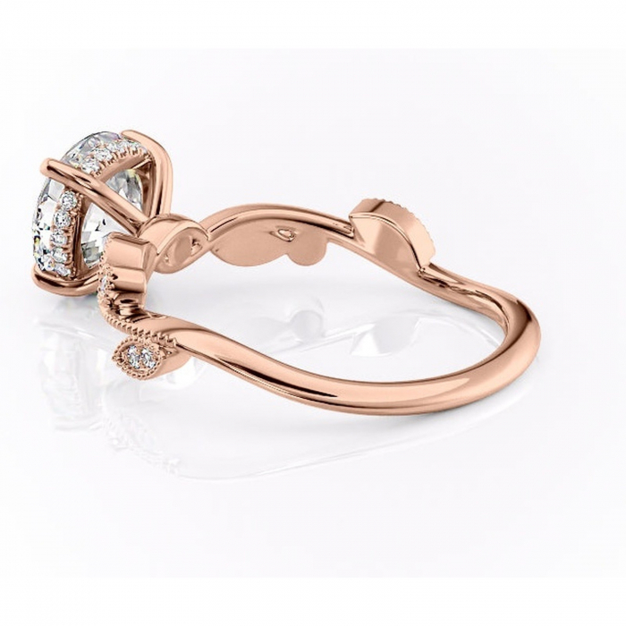Inel de logodnă Aurelia din aur Rose 14kt cu moissanite tăietură rotundă – Pietre laterale rafinată pentru profil înalt | Personalizează și configurează gratuit online [5]