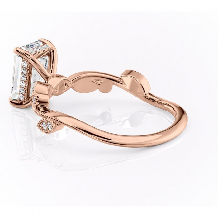 Inel de logodnă Aurelia din aur Rose 14kt cu moissanite tăietură smarald – Pietre laterale rafinată pentru profil înalt | Personalizează și configurează gratuit online [5]