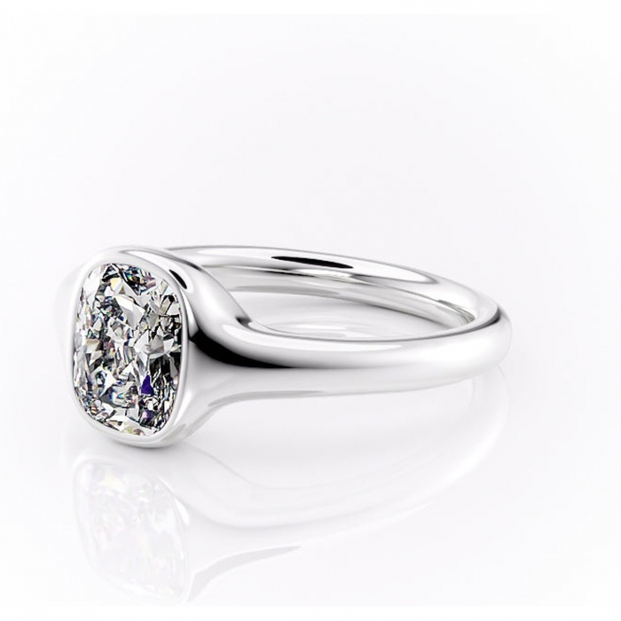 Inel de logodnă Avenelle din aur Alb 14kt cu moissanite tăietură asscher – Montură închisă rafinată pentru solitar | Personalizează și configurează gratuit online [7]