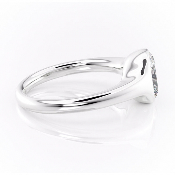 Inel de logodnă Avenelle din aur Alb 14kt cu moissanite tăietură asscher – Montură închisă rafinată pentru solitar | Personalizează și configurează gratuit online [2]