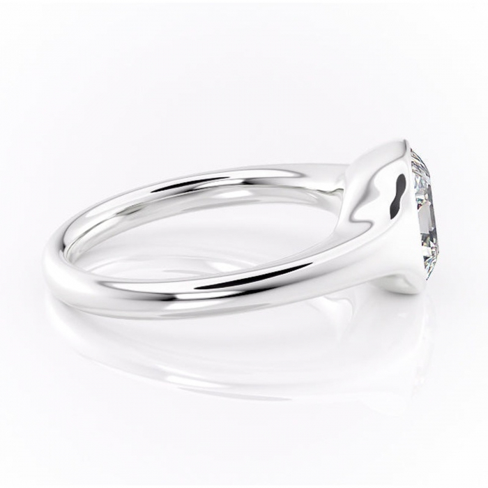 Inel de logodnă Avenelle din aur Alb 14kt cu moissanite tăietură asscher – Montură închisă rafinată pentru solitar | Personalizează și configurează gratuit online [2]