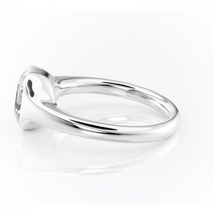 Inel de logodnă Avenelle din aur Alb 14kt cu moissanite tăietură asscher – Montură închisă rafinată pentru solitar | Personalizează și configurează gratuit online [6]