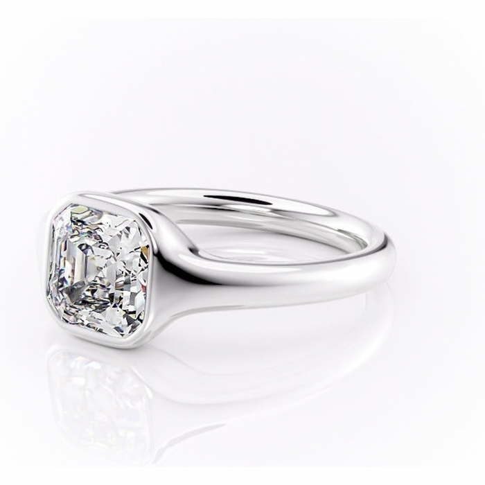 Inel de logodnă Avenelle din aur Alb 14kt cu moissanite tăietură asscher – Montură închisă rafinată pentru solitar | Personalizează și configurează gratuit online [7]
