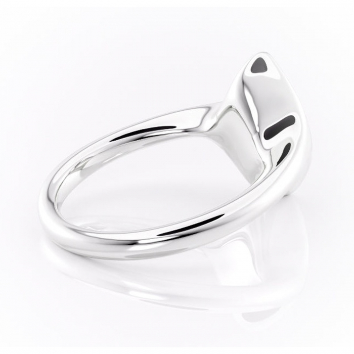 Inel de logodnă Avenelle din aur Alb 14kt cu moissanite tăietură marquise – Montură închisă rafinată pentru solitar | Personalizează și configurează gratuit online [3]