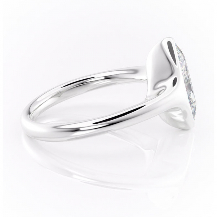 Inel de logodnă Avenelle din aur Alb 14kt cu moissanite tăietură marquise – Montură închisă rafinată pentru solitar | Personalizează și configurează gratuit online [2]