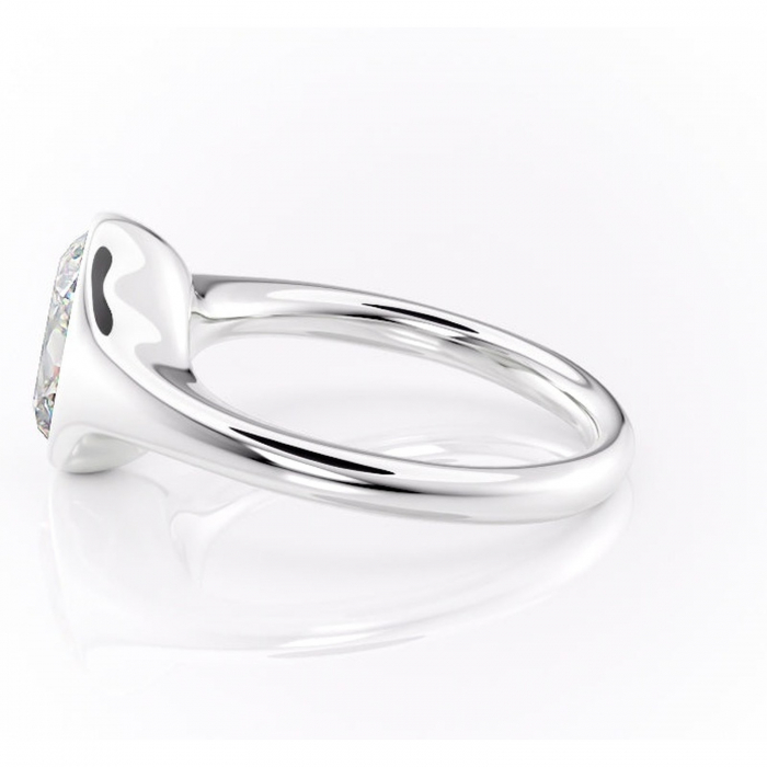 Inel de logodnă Avenelle din aur Alb 14kt cu moissanite tăietură ovală – Montură închisă rafinată pentru solitar | Personalizează și configurează gratuit online [6]