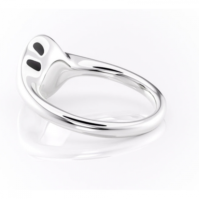 Inel de logodnă Avenelle din aur Alb 14kt cu moissanite tăietură ovală – Montură închisă rafinată pentru solitar | Personalizează și configurează gratuit online [5]