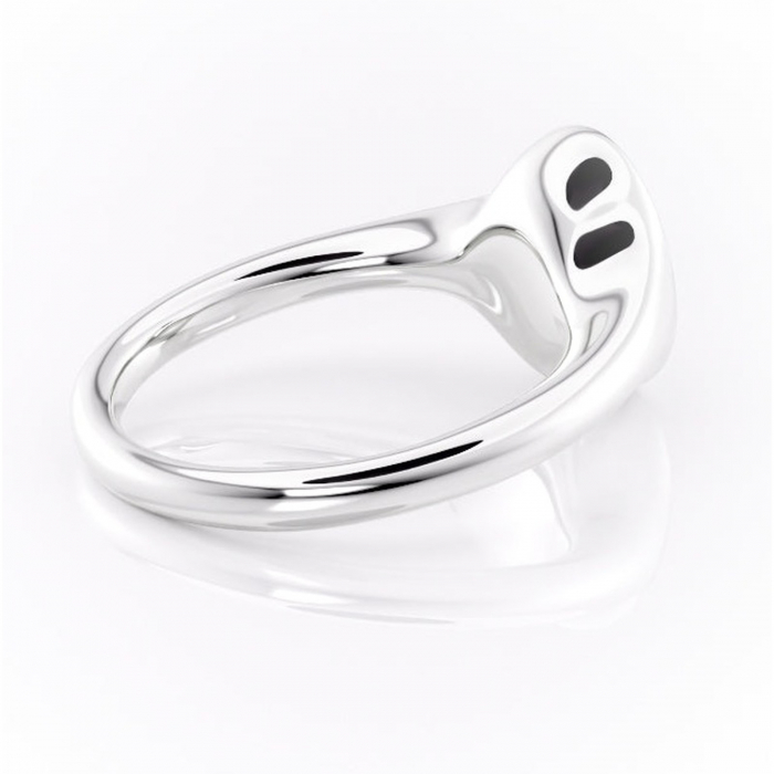 Inel de logodnă Avenelle din aur Alb 14kt cu moissanite tăietură ovală – Montură închisă rafinată pentru solitar | Personalizează și configurează gratuit online [3]