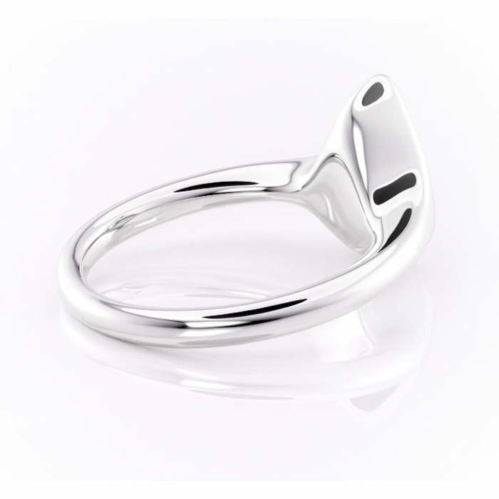 Inel de logodnă Avenelle din aur Alb 14kt cu moissanite tăietură pară – Montură închisă rafinată pentru solitar | Personalizează și configurează gratuit online [3]