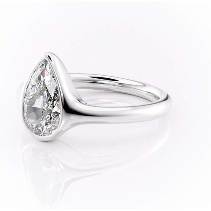 Inel de logodnă Avenelle din aur Alb 14kt cu moissanite tăietură pară – Montură închisă rafinată pentru solitar | Personalizează și configurează gratuit online [7]