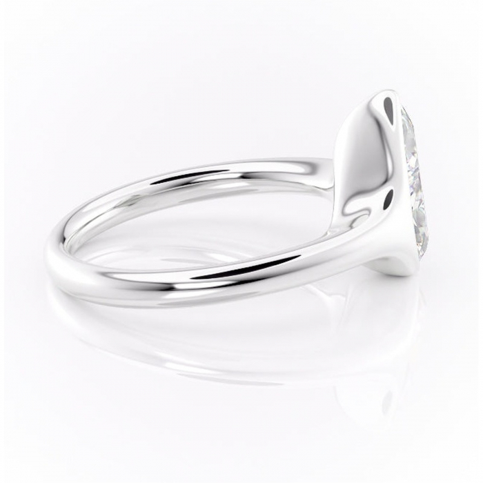 Inel de logodnă Avenelle din aur Alb 14kt cu moissanite tăietură pară – Montură închisă rafinată pentru solitar | Personalizează și configurează gratuit online [2]